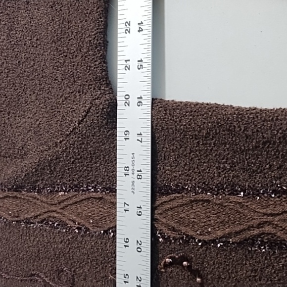 Brown Embellished Mid-Weight Cardigan Button Up Sweater XL - Picture 6 of 12